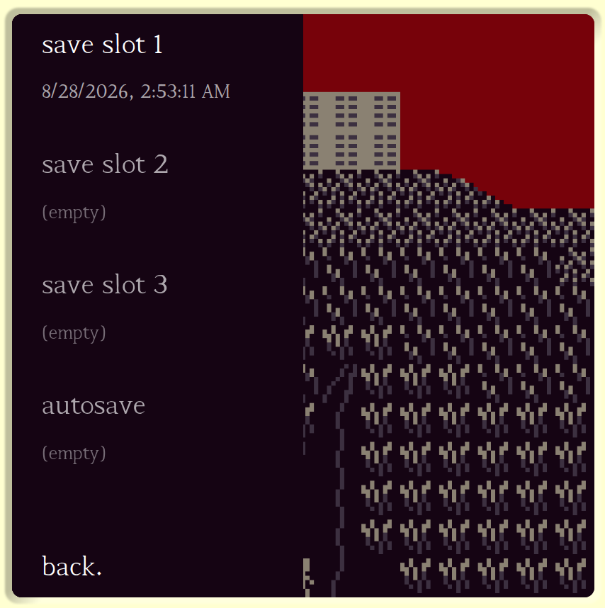 Four save slots in the load menu